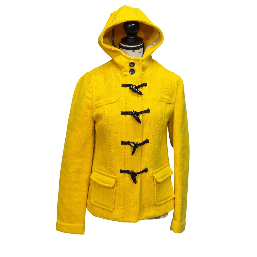 Toggle Coat Womens S Yellow Wool Blend Hooded Duffle Jacket Twee Pea Coraline